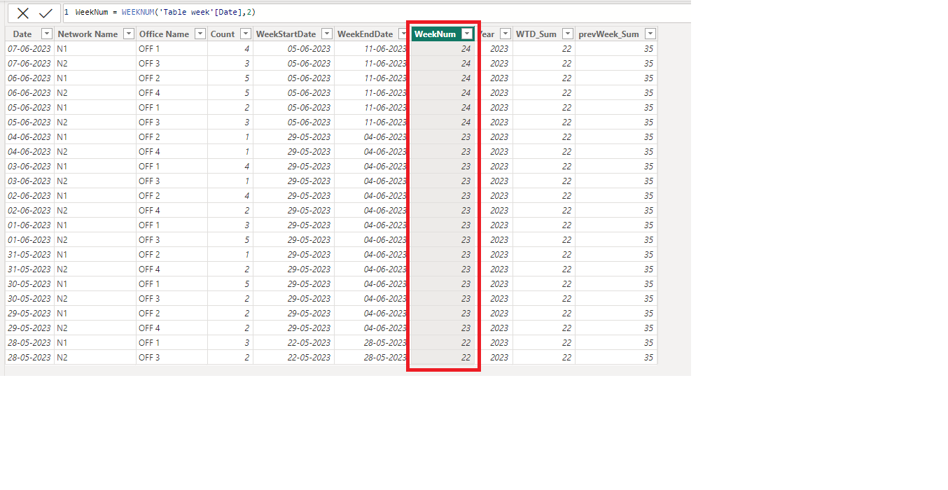 WEEK CALCULATIONS - Microsoft Fabric Community