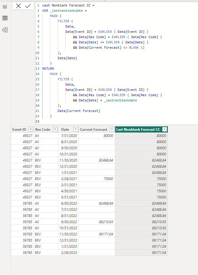 Solved: Fill blank with previous non blank month's value - Microsoft ...