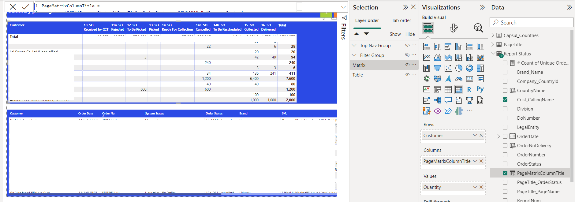 matrix column title in 2 rows error - Microsoft Fabric Community