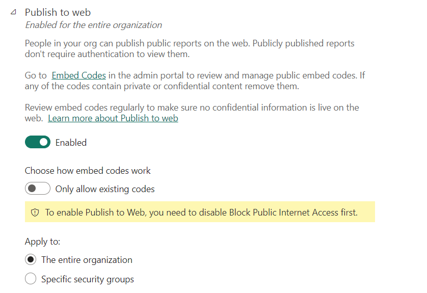 Power BI Publish to Web Error - Microsoft Fabric Community