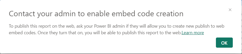 Power BI Publish to Web Error - Microsoft Fabric Community