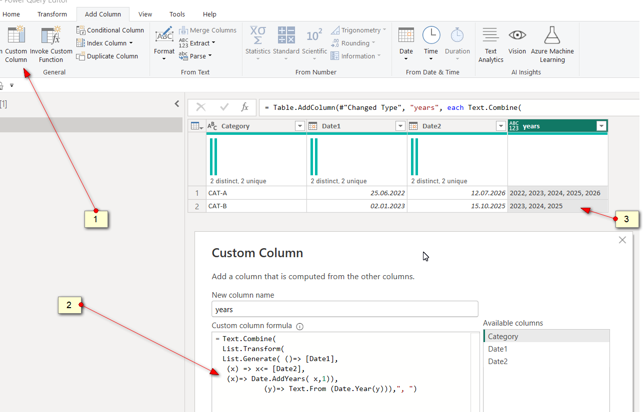 Solved: Generate list of years between two dates - Microsoft