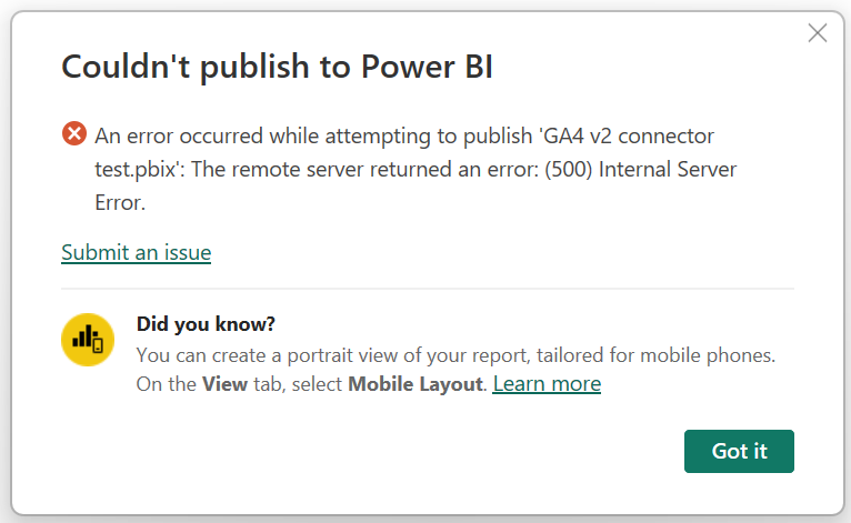Google Analytics - Connector not working - Microsoft Fabric Community