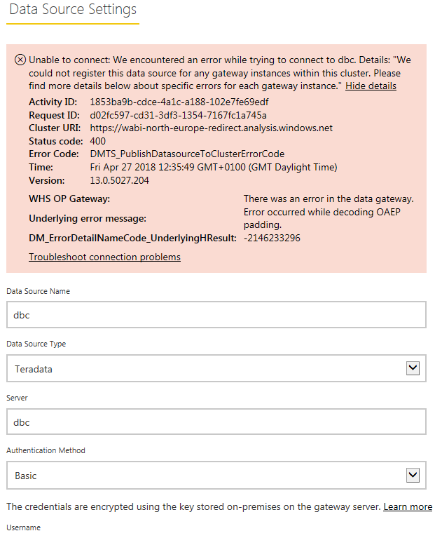 Cannot add datasources in on-premises gateway - Microsoft Fabric Community