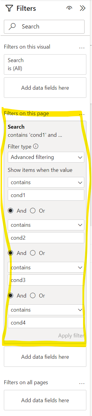 search similar to "filter" on Report view - Microsoft Fabric Community