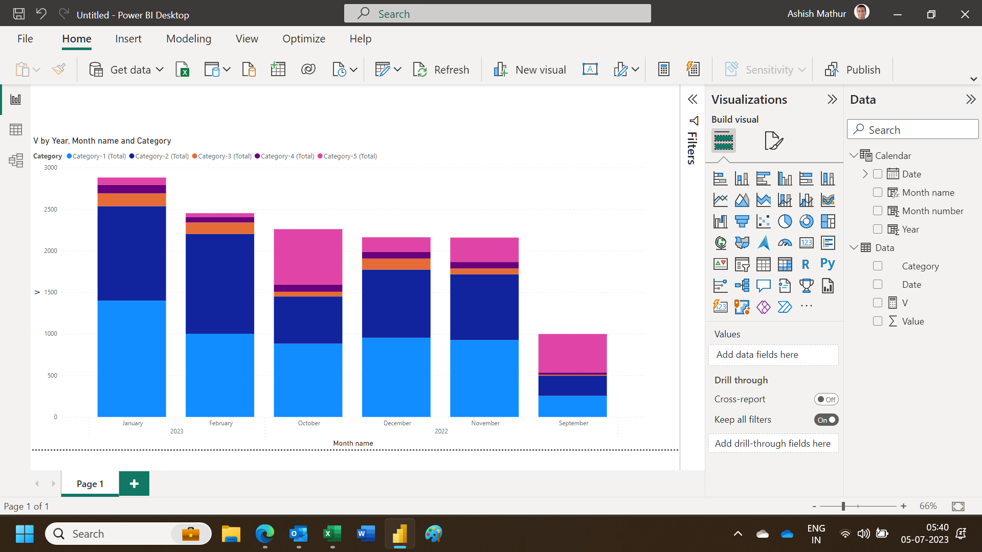 Creating a Line and Stacked column chart using mat... - Microsoft ...