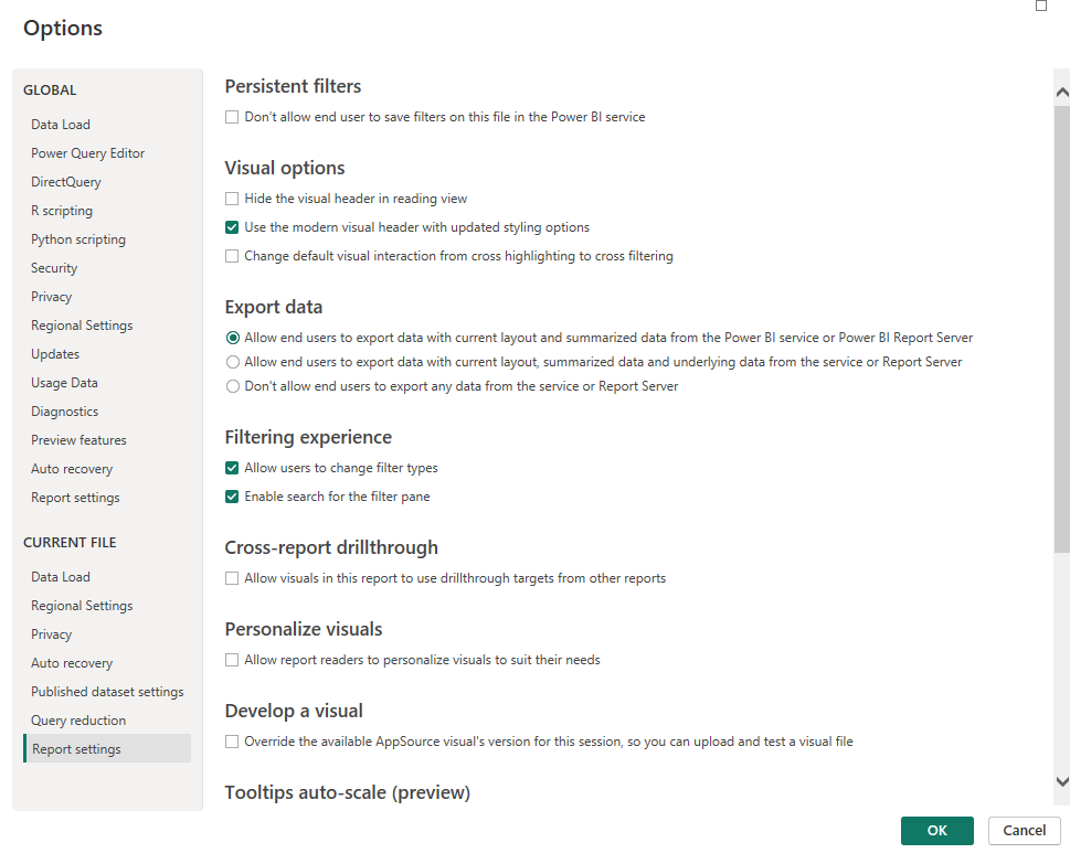Solved Report Settings Microsoft Fabric Community