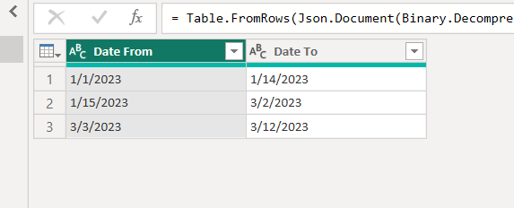 Table with all dates from datefrom and dateto - Microsoft Fabric Community