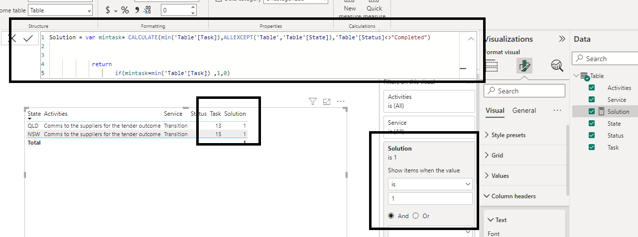 Returning Value based on MIN - Microsoft Fabric Community