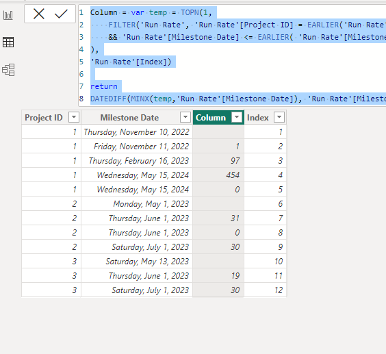 Solved: Calculated column with days between previous dates - Microsoft ...