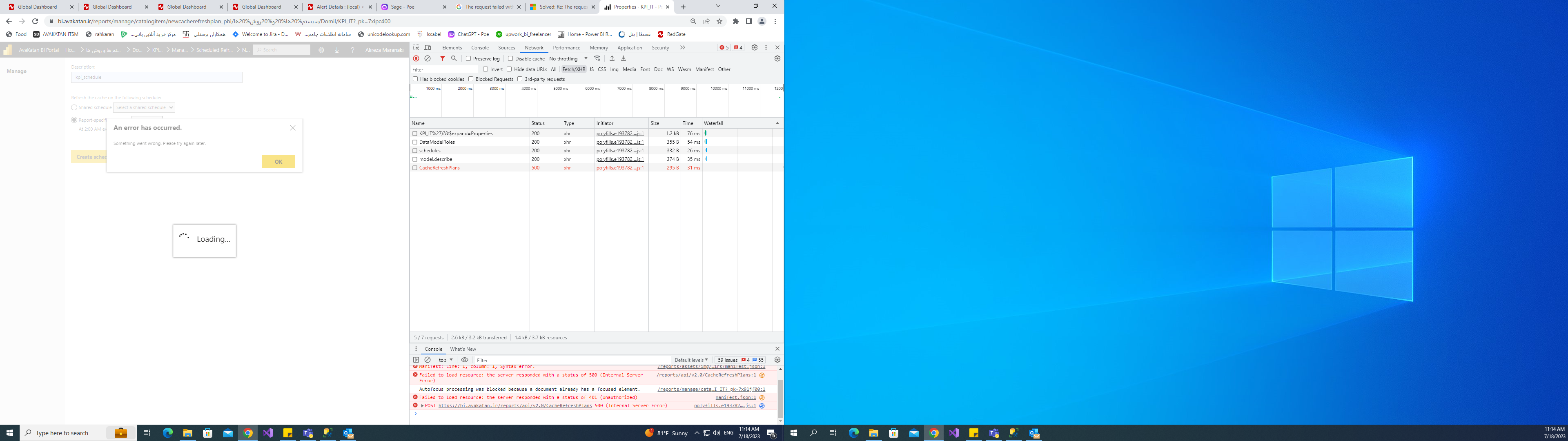 Create Schedule Plan Error - Microsoft Fabric Community