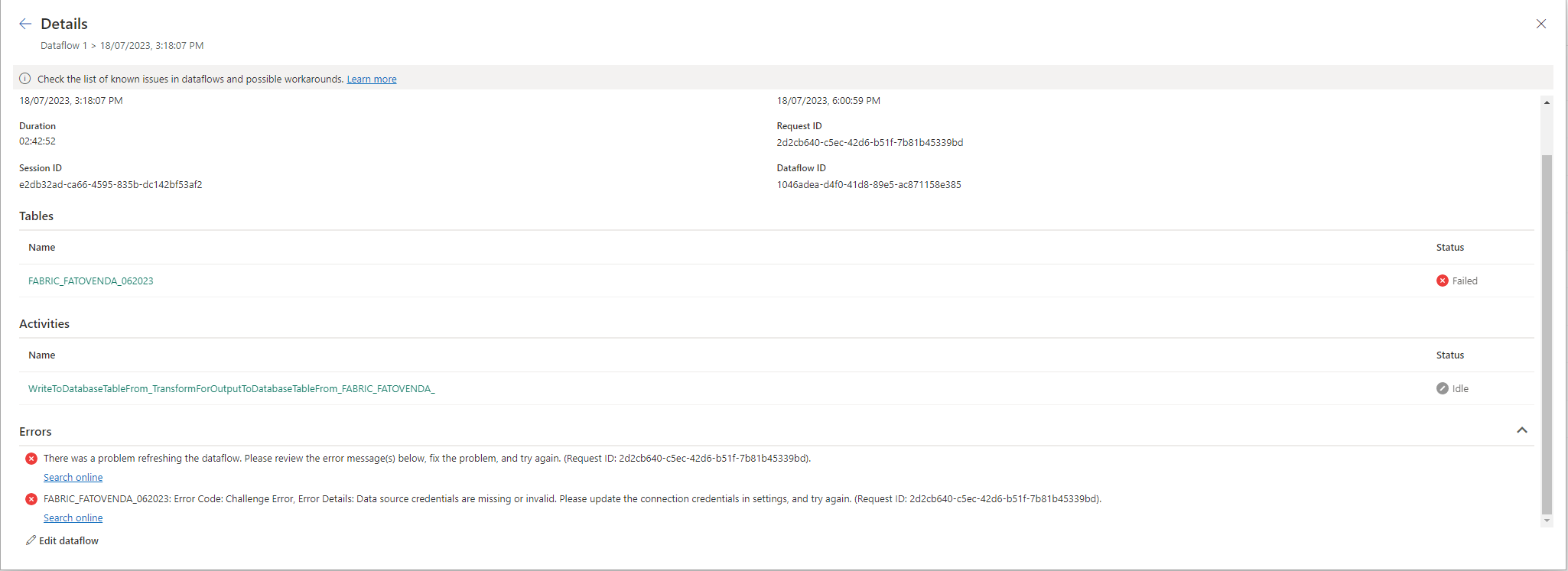 [Data Fabric] Dataflow Gen2 Error: Unable to Retri... - Microsoft ...