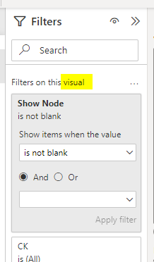 Apply visual level filter using measure