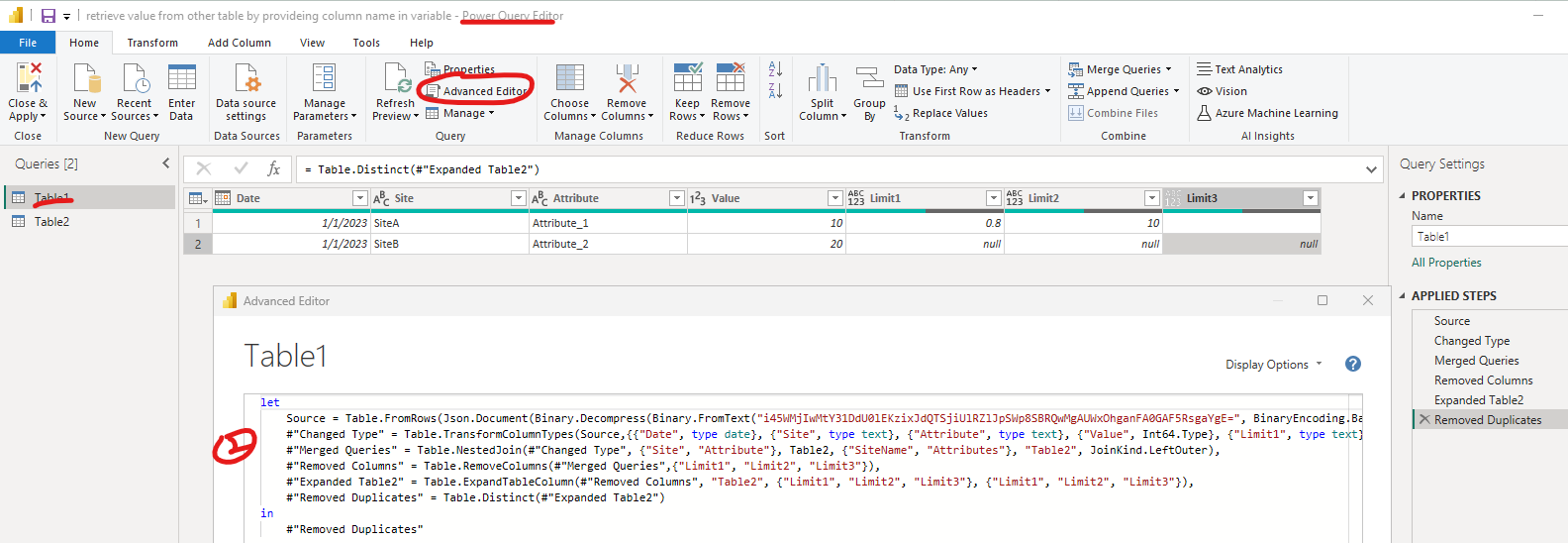 Solved: retrieve value from other table by provideing colu ...