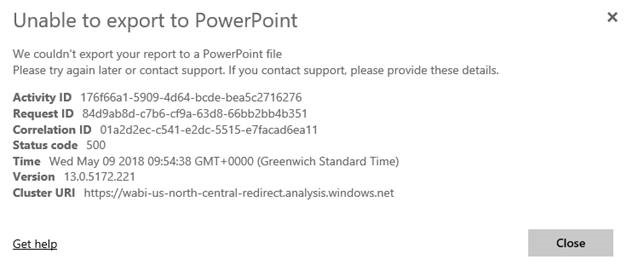 Error while exporting to Power point - Microsoft Fabric Community