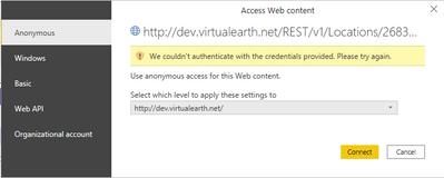 Bing Maps API Authentication Error - Microsoft Fabric Community