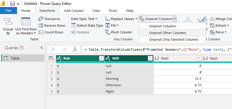 Transform a table and repalce value in column - Microsoft Fabric Community