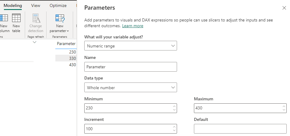How to add data from what if parameter to a table ... - Microsoft ...