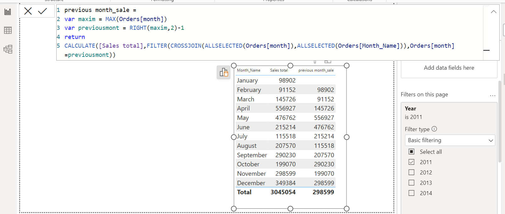 Creating a table visual with cuurent year and prev... - Microsoft ...
