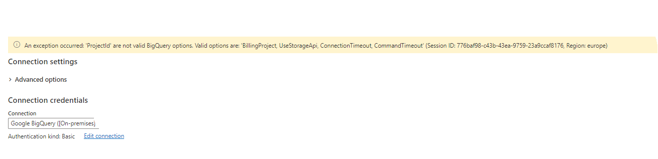 Big Query connection on Dataflow (with mixed table... - Microsoft ...