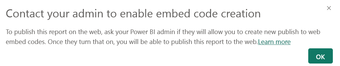 Cannot create publish to web embed code as Fabric ... - Microsoft ...