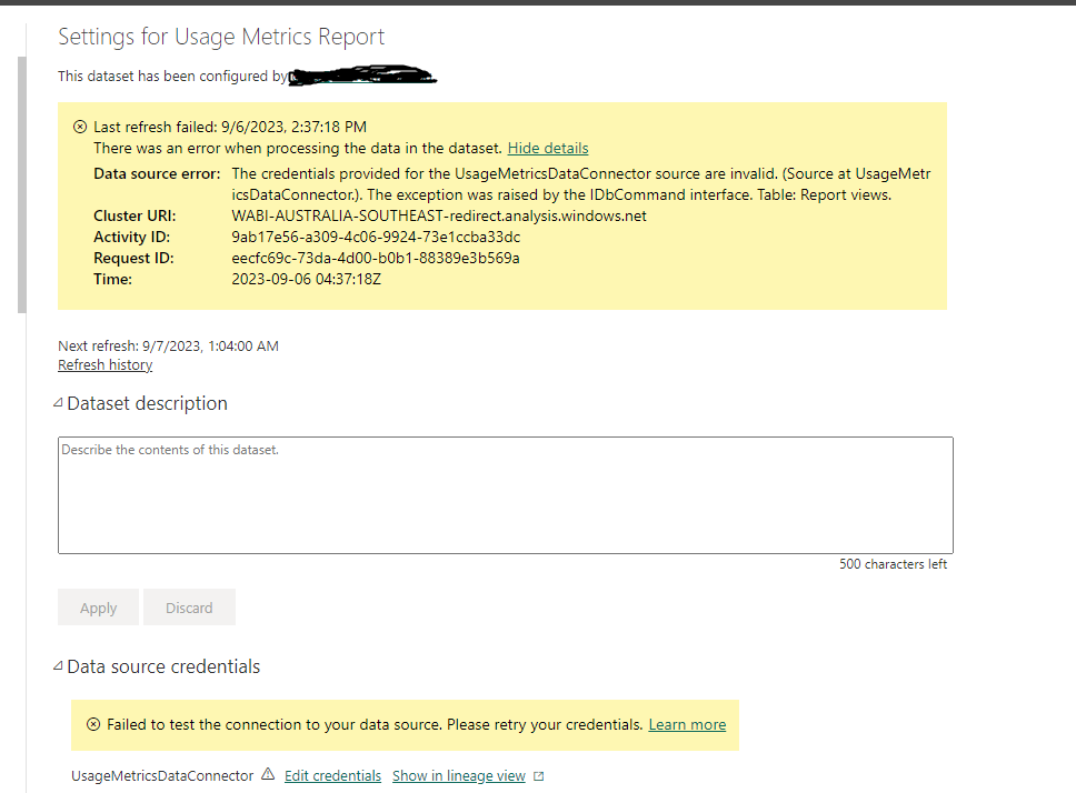 No usage data the usage data is outdated with Usag... - Microsoft ...