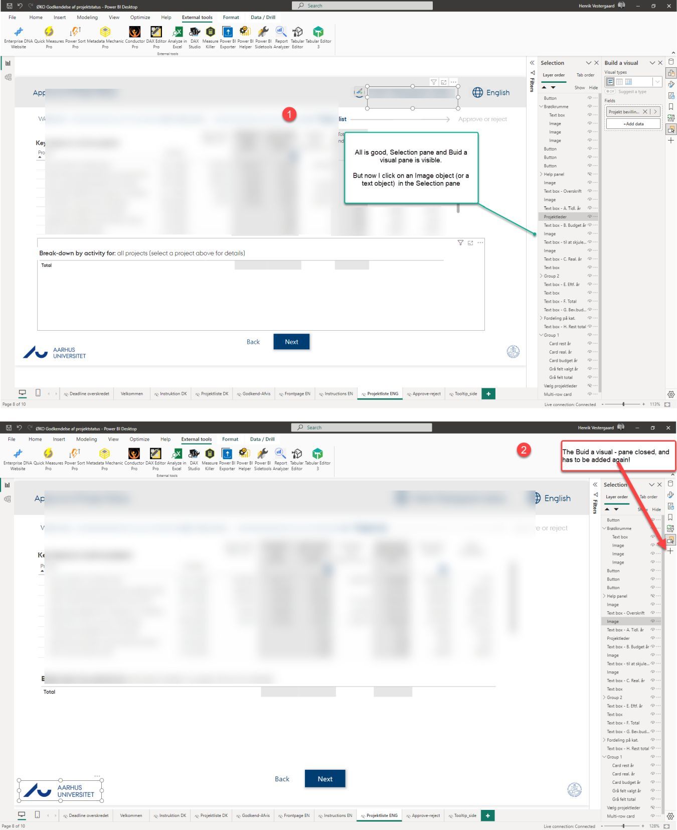Issue w Selection/Build a visual pane - Microsoft Fabric Community