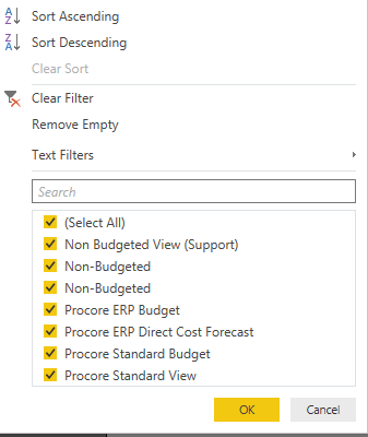 Filtering in Query Editor