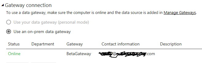 Solved: On premise gateway is not available for some datas ...