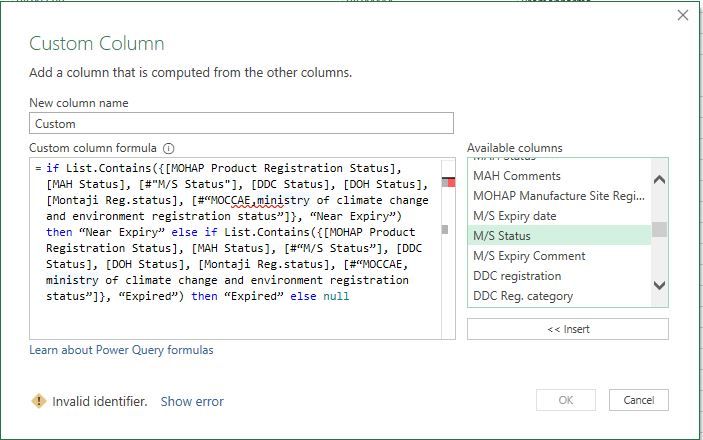 Invalid Identifier Error - Microsoft Fabric Community
