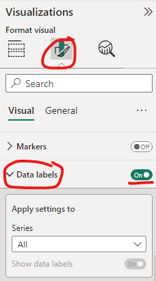 Toggle on "Data labels"