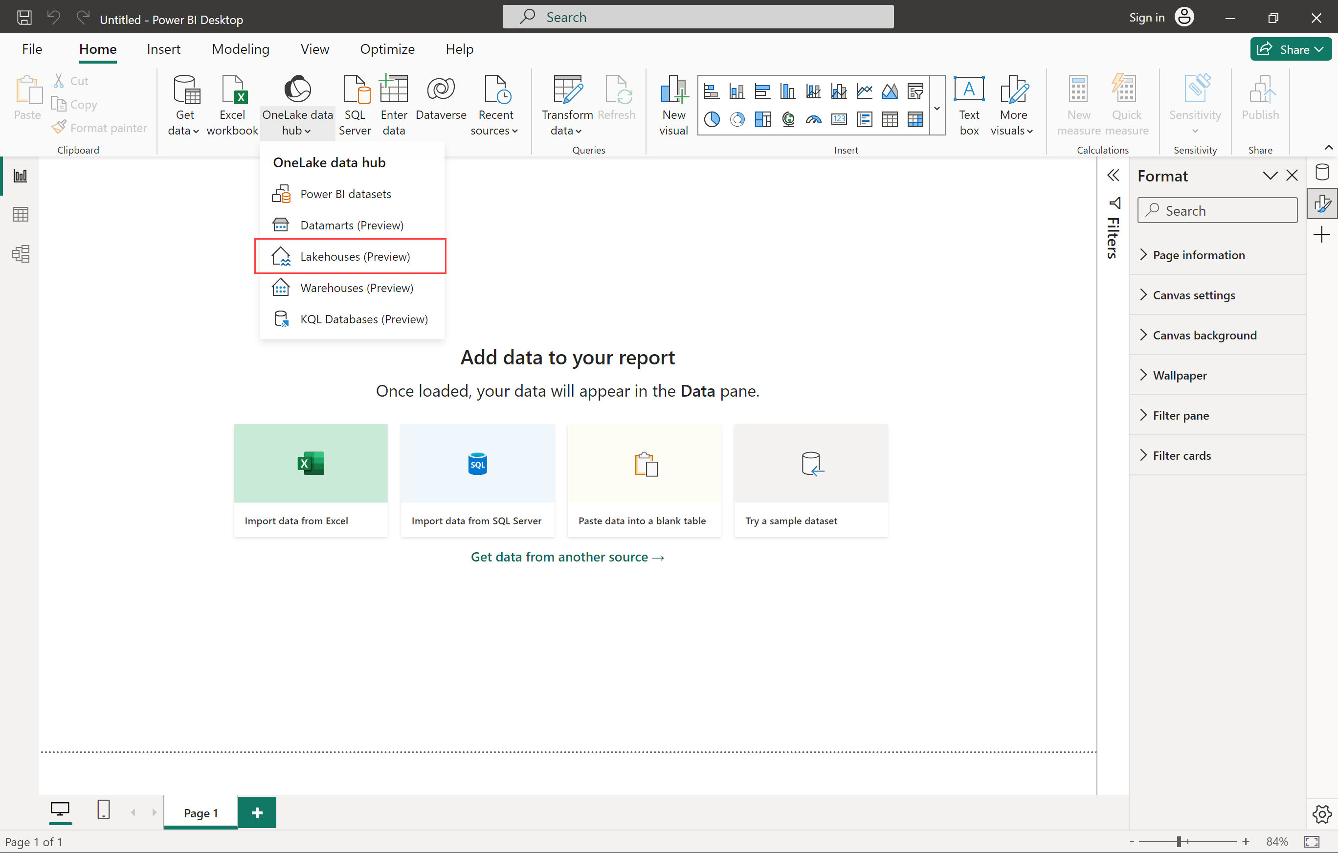 A typo OneLake hub in the Power BI Desktop - Microsoft Fabric Community