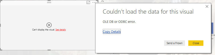 Direct Query - Could not load data for the visual ... - Microsoft ...