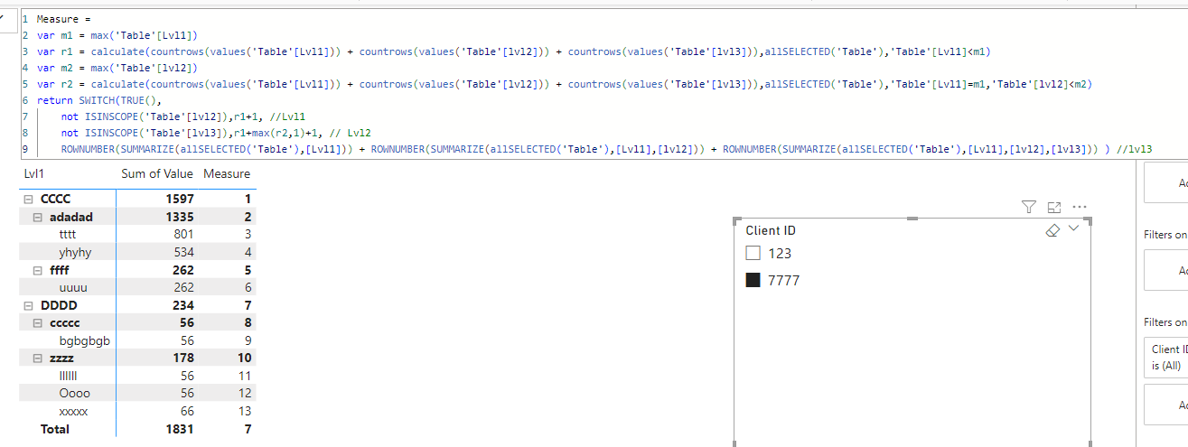 Running row number in a matrix hierarchy - Microsoft Fabric Community