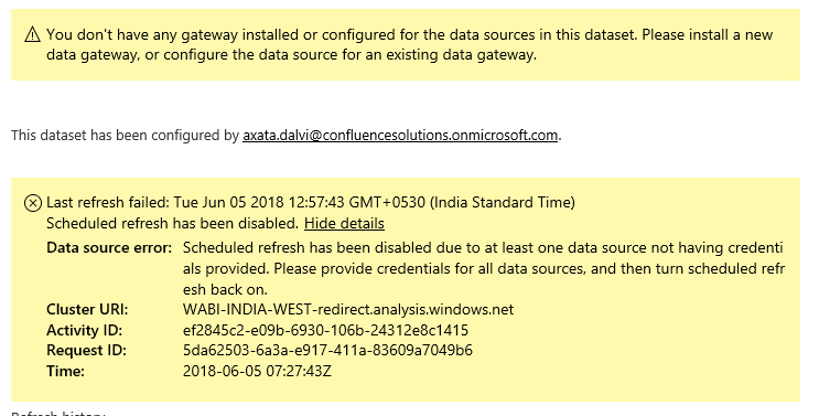 schedule refresh error - Microsoft Fabric Community