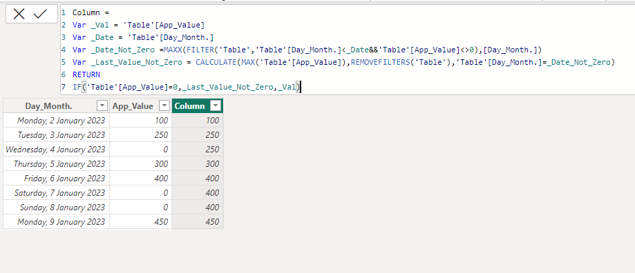 Fill in blank values with previous value - Microsoft Fabric Community
