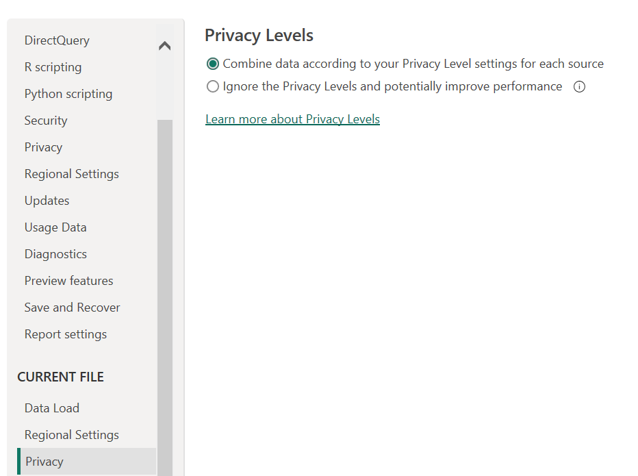 Re: Getting 'Specify a privacy level for each data... - Microsoft ...